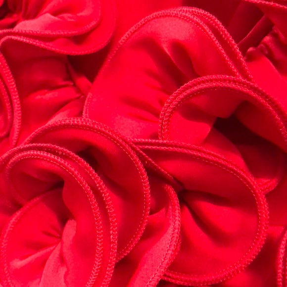 SPENSE NWOT Deep Orange Silky Ruffled Collar Top - Picture 7 of 8